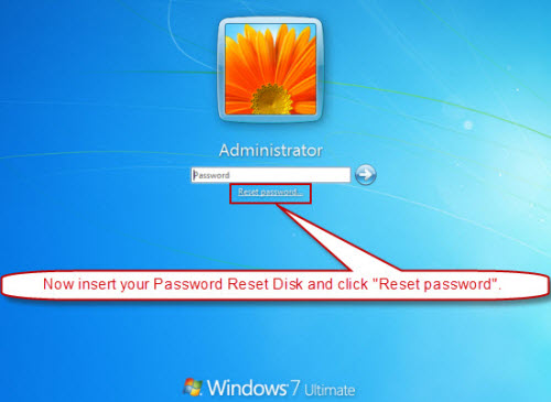 click reset password on logon screen